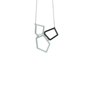 Κοντό γεωμετρικό πολυγωνικό κολιέ - ασήμι, ορείχαλκος, κοντά, μπρούντζος