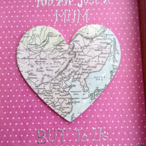 Κορνίζα Καδράκι με Ξύλινη Καρδιά Χάρτης ♥ Μαμά - πίνακες & κάδρα, καρδιά, μαμά, μητέρα - 5
