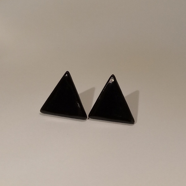 Τρίγωνα σκουλαρίκια Α7 medium glossy black - 3