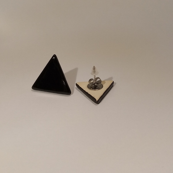 Τρίγωνα σκουλαρίκια Α7 medium glossy black - 4