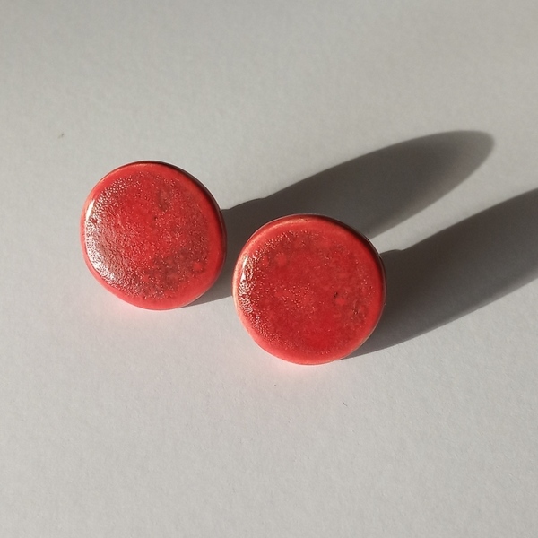 Στρογγυλά σκουλαρίκια Δ3 medium κόκκινο σελινιου - καρφωτά