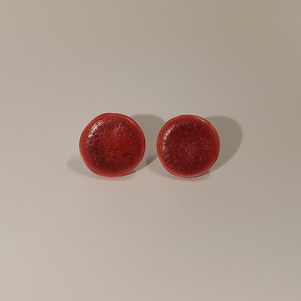 Στρογγυλά σκουλαρίκια Δ3 medium κόκκινο σελινιου - καρφωτά - 2