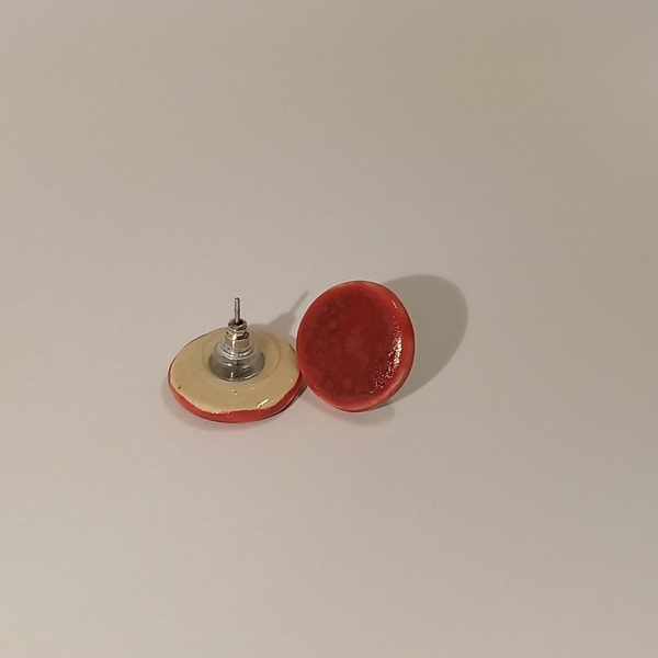 Στρογγυλά σκουλαρίκια Δ3 medium κόκκινο σελινιου - καρφωτά - 3