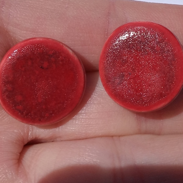 Στρογγυλά σκουλαρίκια Δ3 medium κόκκινο σελινιου - καρφωτά - 4