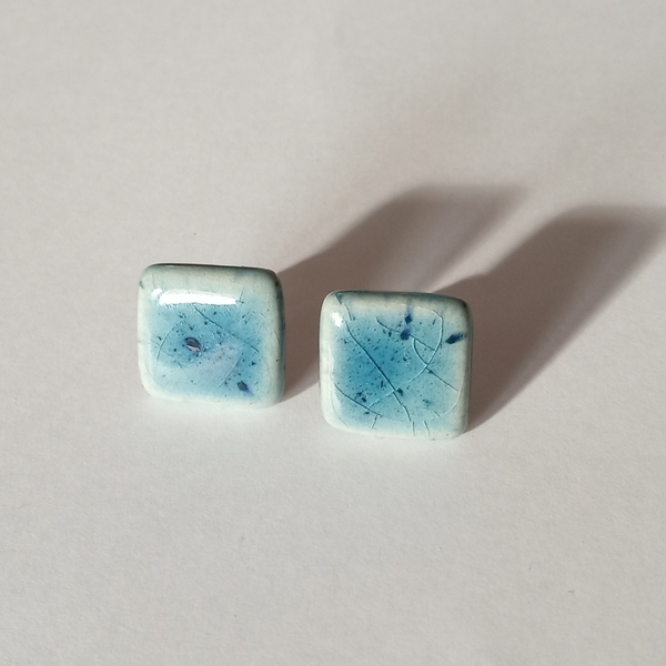Τετράγωνα σκουλαρίκια Ζ2 small sea blue - καρφωτά, φθηνά
