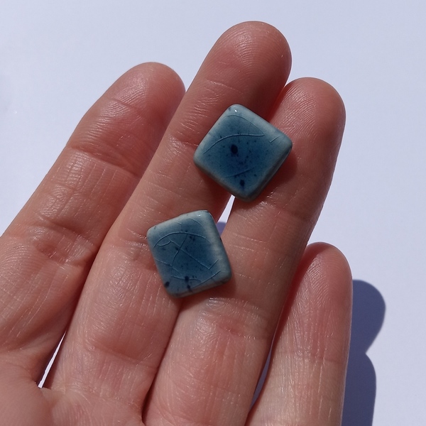 Τετράγωνα σκουλαρίκια Ζ2 small sea blue - καρφωτά, φθηνά - 2