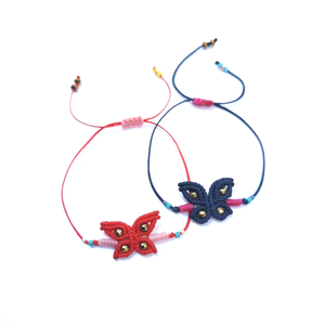 Butterflies bracelets, μακραμε βραχιόλια πεταλούδα με χάντρες και αιματιτη - charms, αιματίτης, πεταλούδα, χάντρες, boho, χεριού, αυξομειούμενα, φθηνά - 4