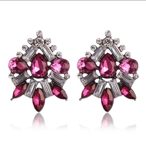 pink earrings - καρφωτά