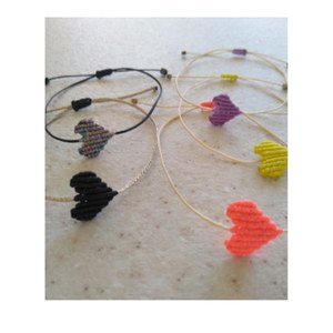 Heart Bracelet - καρδιά, μακραμέ, αυξομειούμενα, φθηνά