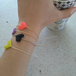 Heart Bracelet - καρδιά, μακραμέ, αυξομειούμενα, φθηνά - 3