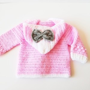 Πλεκτό Ζακετακι Μπεμπέ Ροζ-Λευκό-Γκρι! - κορίτσι, 0-3 μηνών, βρεφικά ρούχα, 1-2 ετών - 3