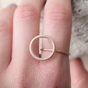 Ροζ επιχρυσωμένο δαχτυλίδι με κύκλο στην κορυφή ασήμι 925 - ασήμι, επιχρυσωμένα, γεωμετρικά σχέδια, μικρά, boho, σταθερά, μεγάλα