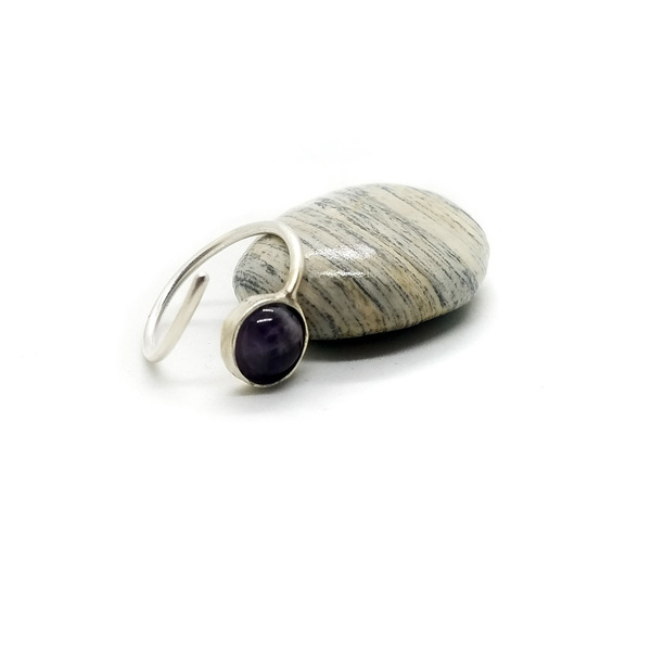 Ασημένιο Δαχτυλίδι με Αμέθυστο | Amethyst eco silver ring - ασήμι, ημιπολύτιμες πέτρες, αμέθυστος, οικολογικό, αυξομειούμενα