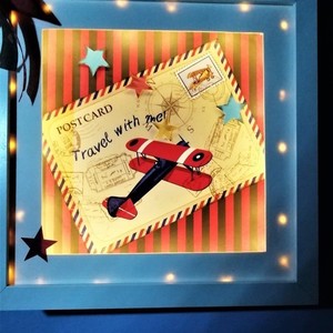 Φωτιζόμενο κάδρο με θέμα το "Κόκκινο Αεροπλάνο" - πίνακες & κάδρα, αγόρι, δώρα γενεθλίων, δώρο γέννησης, παιδικά κάδρα - 5