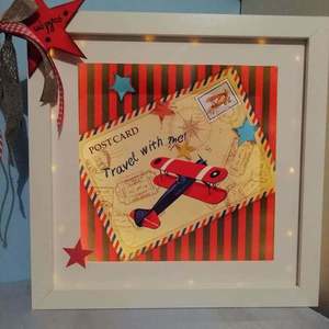 Φωτιζόμενο κάδρο με θέμα το "Κόκκινο Αεροπλάνο" - πίνακες & κάδρα, αγόρι, δώρα γενεθλίων, δώρο γέννησης, παιδικά κάδρα - 4