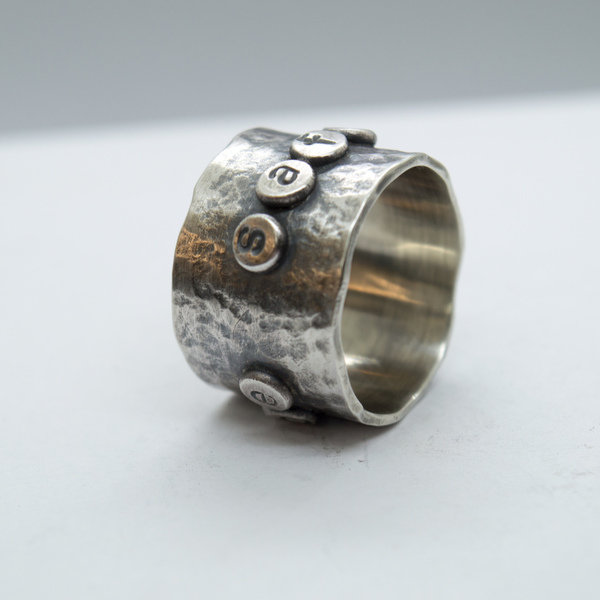 Φαρδύ ασημένιο δαχτυλίδι 2 - ασήμι, ξύλο, δαχτυλίδι, δαχτυλίδια, ατσάλι - 3