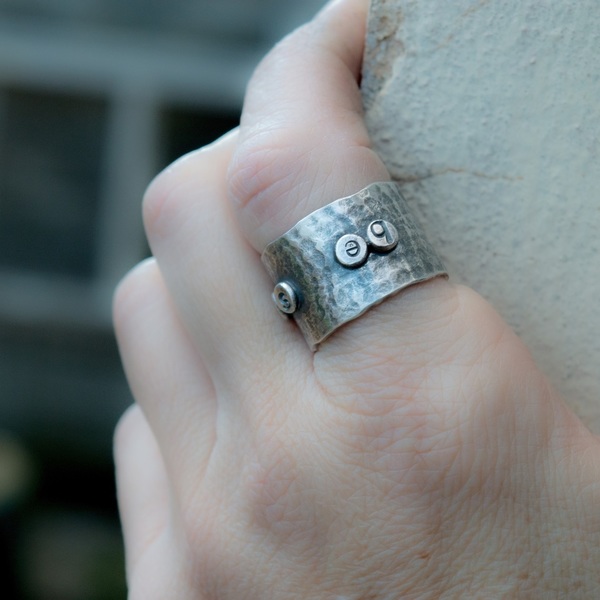 Φαρδύ ασημένιο δαχτυλίδι 2 - ασήμι, ξύλο, δαχτυλίδι, δαχτυλίδια, ατσάλι - 4