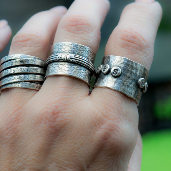 Φαρδύ ασημένιο δαχτυλίδι 2 - ασήμι, ξύλο, δαχτυλίδι, δαχτυλίδια, ατσάλι - 5