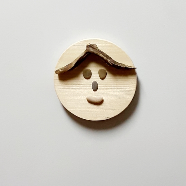 Μαγνητάκι ξύλινο με βότσαλα, φατσούλα (9cm) - ξύλο, χειροποίητα, δώρα γενεθλίων, ιδεά για δώρο, μαγνητάκια ψυγείου - 4