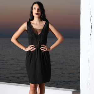 Φόρεμα με lurex λεπτομέρειες και βαθύ ντεκολτέ με διαφάνεια - γάμου - βάπτισης - 3