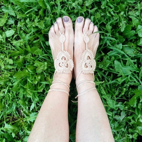 Barefoot sandals "λωτός μπεζ" - ποδιού, δώρα για γυναίκες - 2