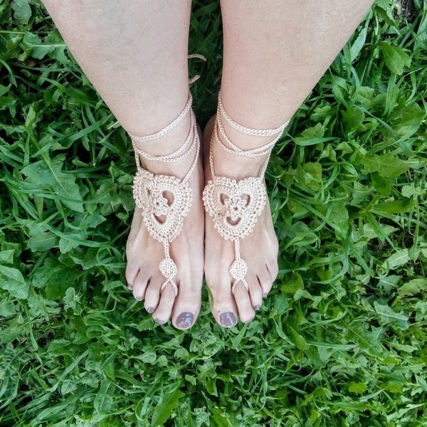 Barefoot sandals "λωτός μπεζ" - ποδιού, δώρα για γυναίκες - 4