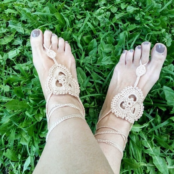 Barefoot sandals "λωτός μπεζ" - ποδιού, δώρα για γυναίκες - 5