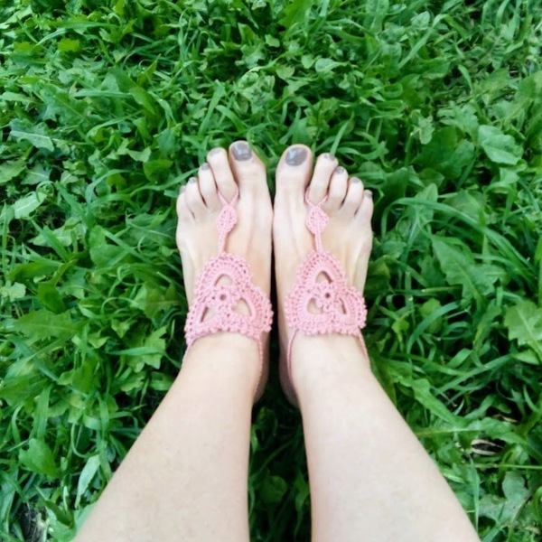 Barefoot sandals "λωτός ροζ" - δώρο, ποδιού - 5