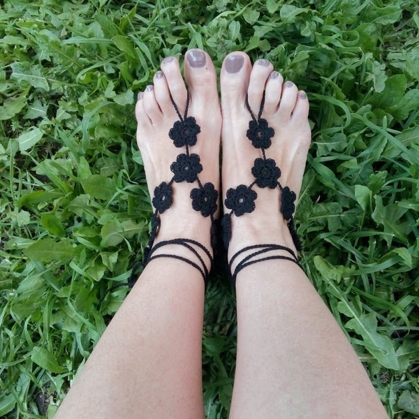Barefoot sandals "black simplicity" - δώρο, ποδιού - 4