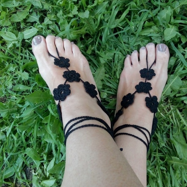 Barefoot sandals "black simplicity" - δώρο, ποδιού - 5