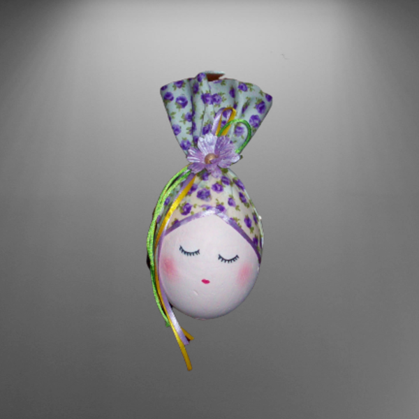 Δεσποινίς Αυγουλίτσα - ύφασμα, πλαστικό, αυγό, διακοσμητικά - 3