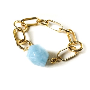 Light blue Agate bracelet - αλυσίδες, επιχρυσωμένα, ημιπολύτιμες πέτρες, αχάτης, μοντέρνο