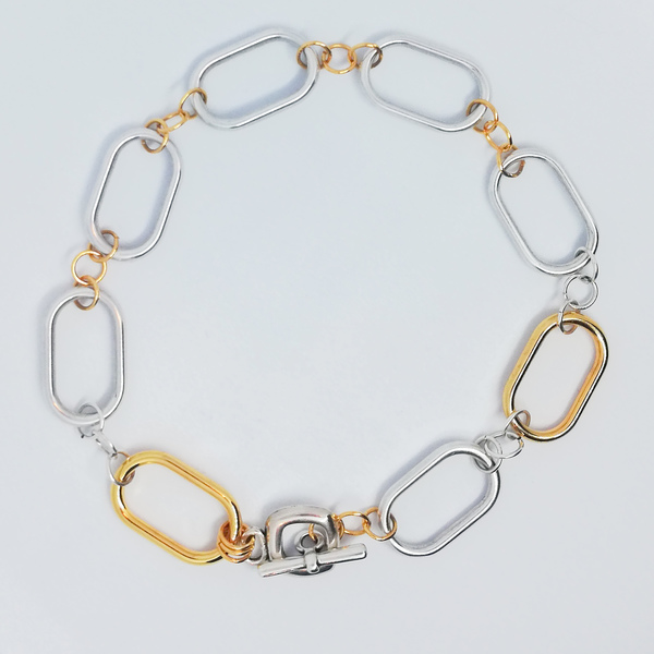 CHOKER ΜΕ ΚΡΙΚΟΥΣ ΑΛΥΣΙΔΑΣ Τ CLASP - επάργυρα, επιχρυσωμένα, γιορτή της μητέρας, κοντά, αλυσίδες
