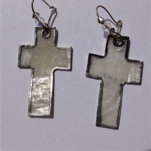 Σκουλαρίκια σταυρός από φίλντισι - γυναικεία, σταυρός, μαμά, κρεμαστά, δώρα για γυναίκες