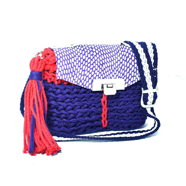 navy belt bag - δέρμα, πλεκτές τσάντες, μέσης, μικρές - 3