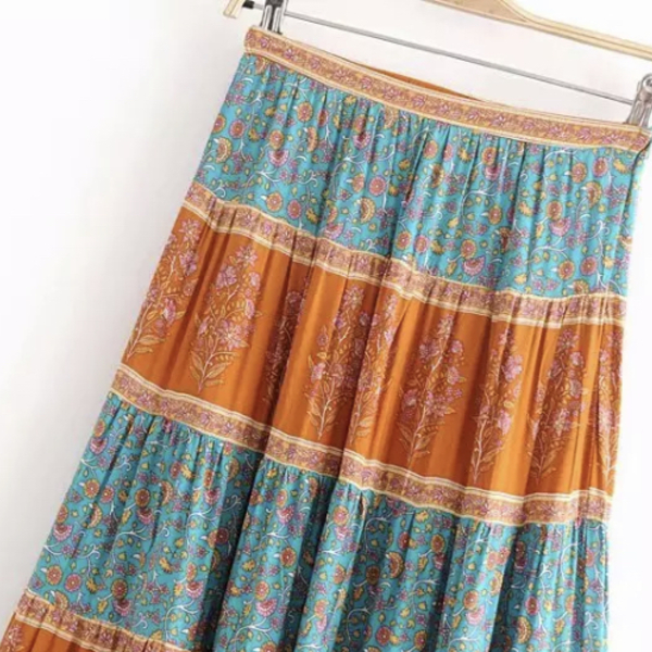 Boho maxi φούστα σε loose γραμμή με βολάν - 2