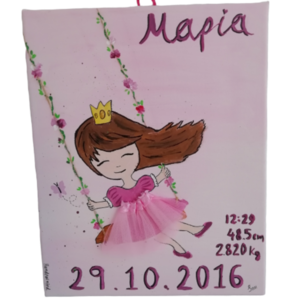 little princess on a swing - πίνακες & κάδρα, κορίτσι, δώρο γέννησης