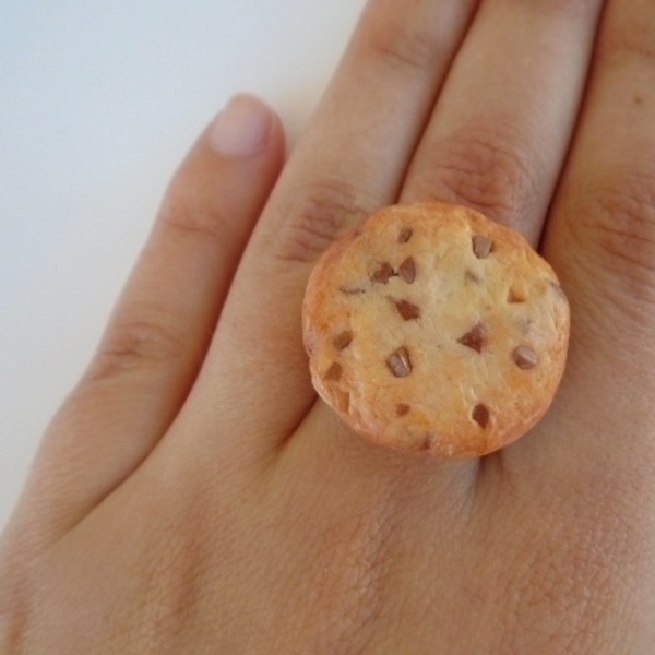 Δαχτυλίδι cookie με κομματάκια σοκολάτας από πολυμερικό πηλό - πηλός, μεγάλα, αυξομειούμενα, φθηνά - 2