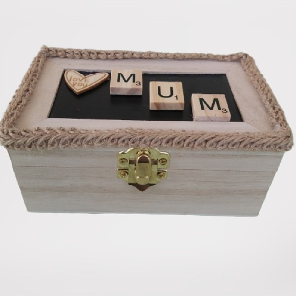 Ξύλινο κουτί μαυροπίνακα"LOVE MUM" . - μαμά, διακοσμητικά, κοσμηματοθήκη, γιορτή της μητέρας - 3