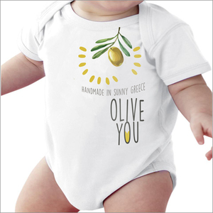 "Olive you, babe"| Φορμάκι μωρού/ παιδικό μπλουζάκι - κορίτσι, αγόρι, βρεφικά φορμάκια, 0-3 μηνών, 6-9 μηνών, βρεφικά ρούχα - 3