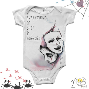 "Shit & giggles" | Υφασμάτινη τσάντα, 100% cotton - κορίτσι, αγόρι, βρεφικά, βρεφικά φορμάκια, 0-3 μηνών, 6-9 μηνών, βρεφικά ρούχα - 2