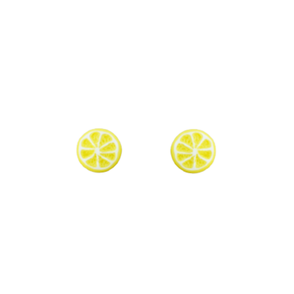 Lemon Stud Earrings | Χειροποίητα μικρά καρφωτά σκουλαρίκια από πηλό (ατσάλι) - πηλός, καρφωτά, μικρά, ατσάλι, boho, καρφάκι, φθηνά