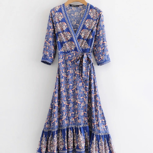 Boho maxi floral φόρεμα - βαμβάκι, φλοράλ