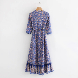 Boho maxi floral φόρεμα - βαμβάκι, φλοράλ - 3