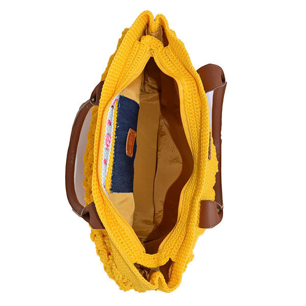 Τσάντα ώμου κίτρινη Bubbles - ώμου, πλεκτές τσάντες, μικρές - 4