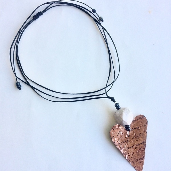 Κολιέ Φυλαχτό - Καρδιά με Λευκό Ροζέ Ίασπι - ημιπολύτιμες πέτρες, καρδιά, μακριά - 4