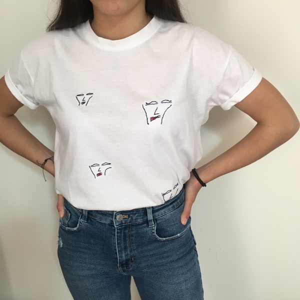 T-shirt κεντημένο με σχέδιο πρόσωπα minimal - βαμβάκι, t-shirt, minimal - 2