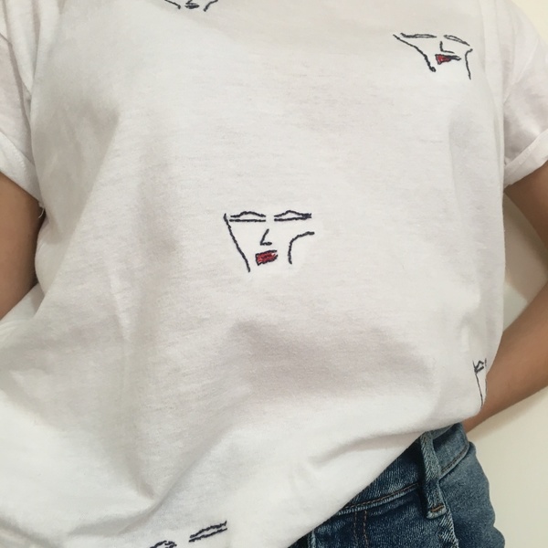 T-shirt κεντημένο με σχέδιο πρόσωπα minimal - βαμβάκι, t-shirt, minimal - 5