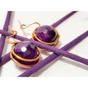 Purple candy - αχάτης, χαλκός, πέτρες, μικρά, boho, κρεμαστά - 2