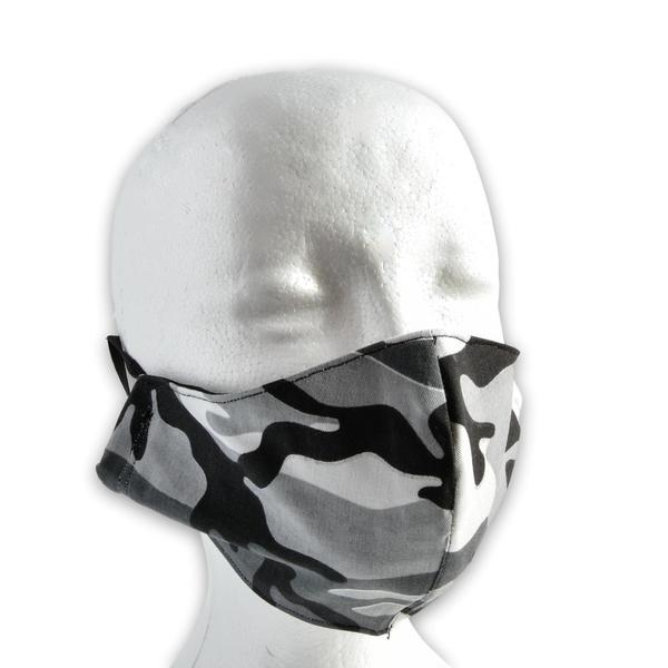 Βαμβακερή μάσκα προσώπου επαναχρησιμοποιούμενη, μιλιτέρ ασπρόμαυρο - ύφασμα, για παιδιά, για ενήλικες, μάσκα προσώπου, μάσκες προσώπου - 2